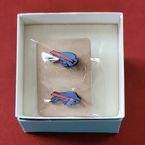 Blue and Red Buffalo Logo Earrings